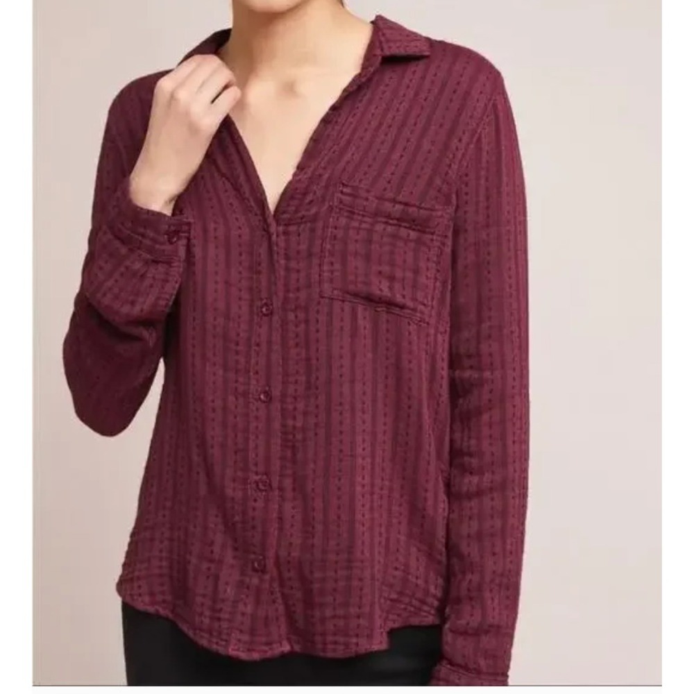 Cloth & Stone burgundy Red Button Down Top Size S Anthropologie